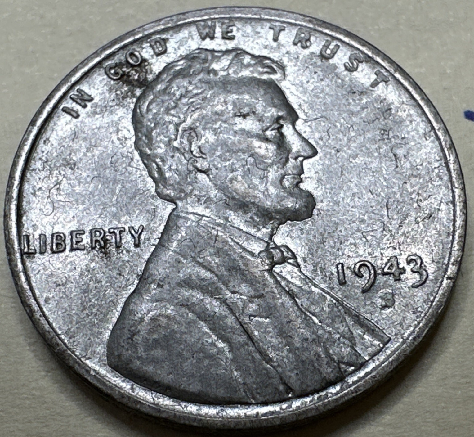 1943 S Lincoln Steel Wheat Cent Great Condition 2191X