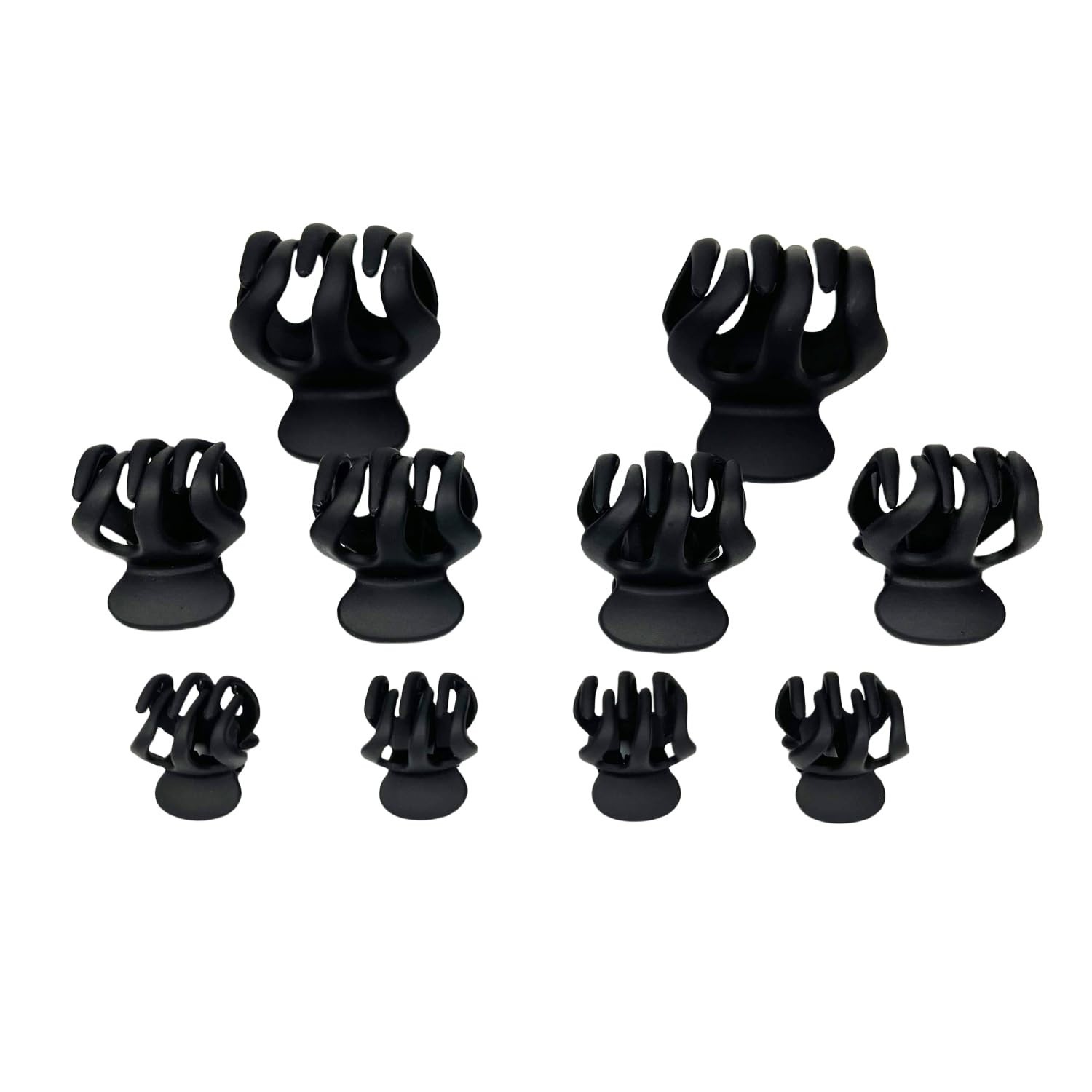 A Set of Black Hair Clips in Various Sizes, which can be used to Clip Ponytai...