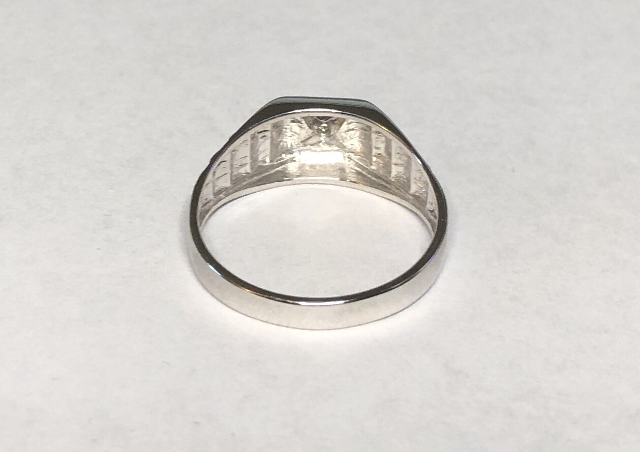 Sterling Silver Genuine Diamond Man's Solitaire Ring