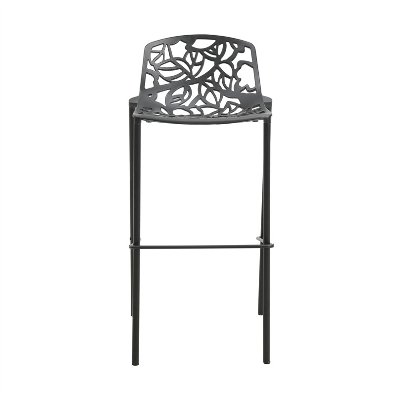 LeisureMod Devon Modern Bar Stool with Powder Coated Aluminum Frame Black