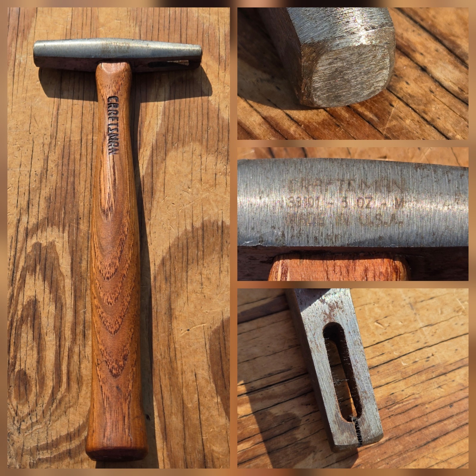 Vintage SEARS Craftsman 5 oz. Tack Hobby Hammer Hickory Wood Handle 38101 USA