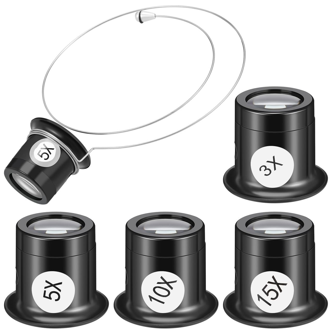 4Pcs Headband Eye Clip Magnifiers with 3X 5X 10X 15X Loupes for Watch Repair ...