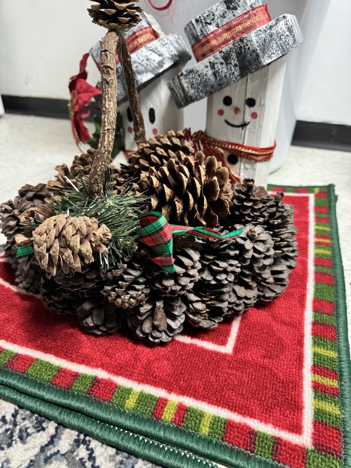 Rustic Wooden Pinecone Basket