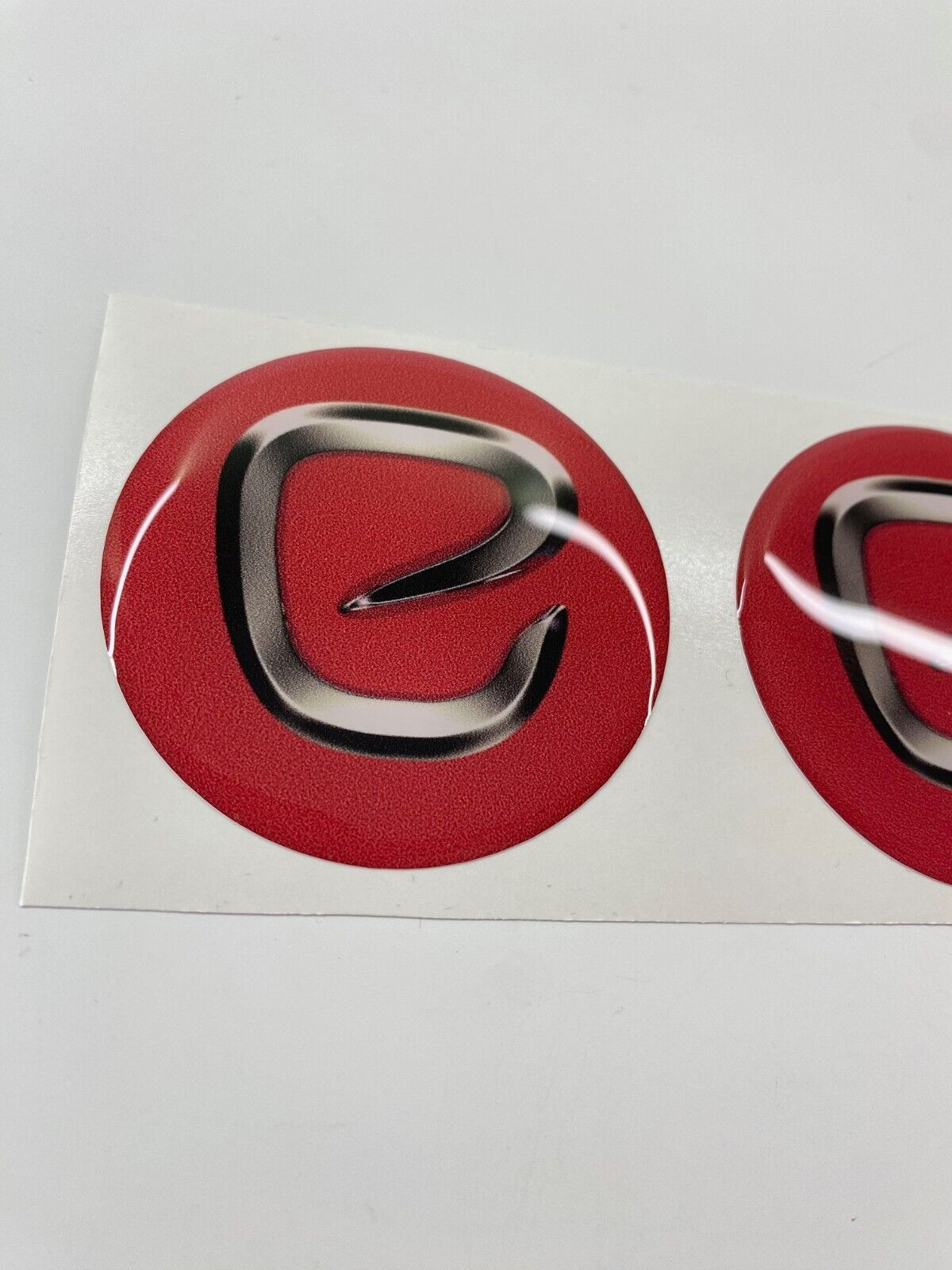 Elddis decal, Elddis caravan wheel centre 58mm decal, Red with logo print, x2