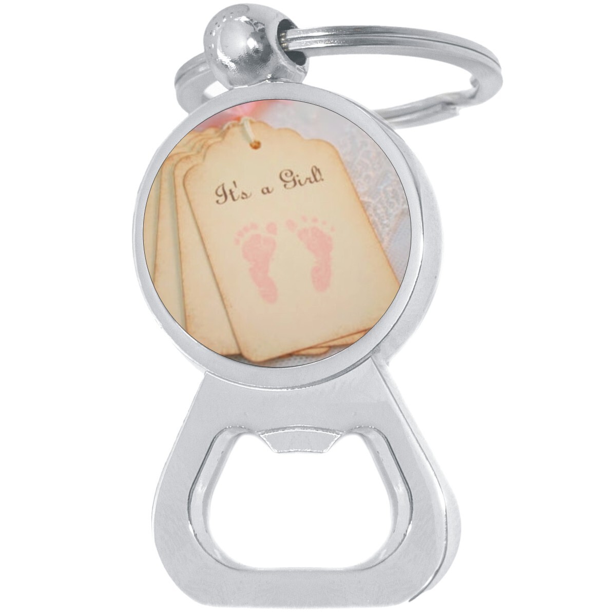 It's a Girl Bottle Opener Keychain - Metal Beer Bar Tool Key Ring