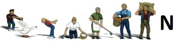 N Scale - FARM PEOPLE  - 7 PCS. - WOO-A2152