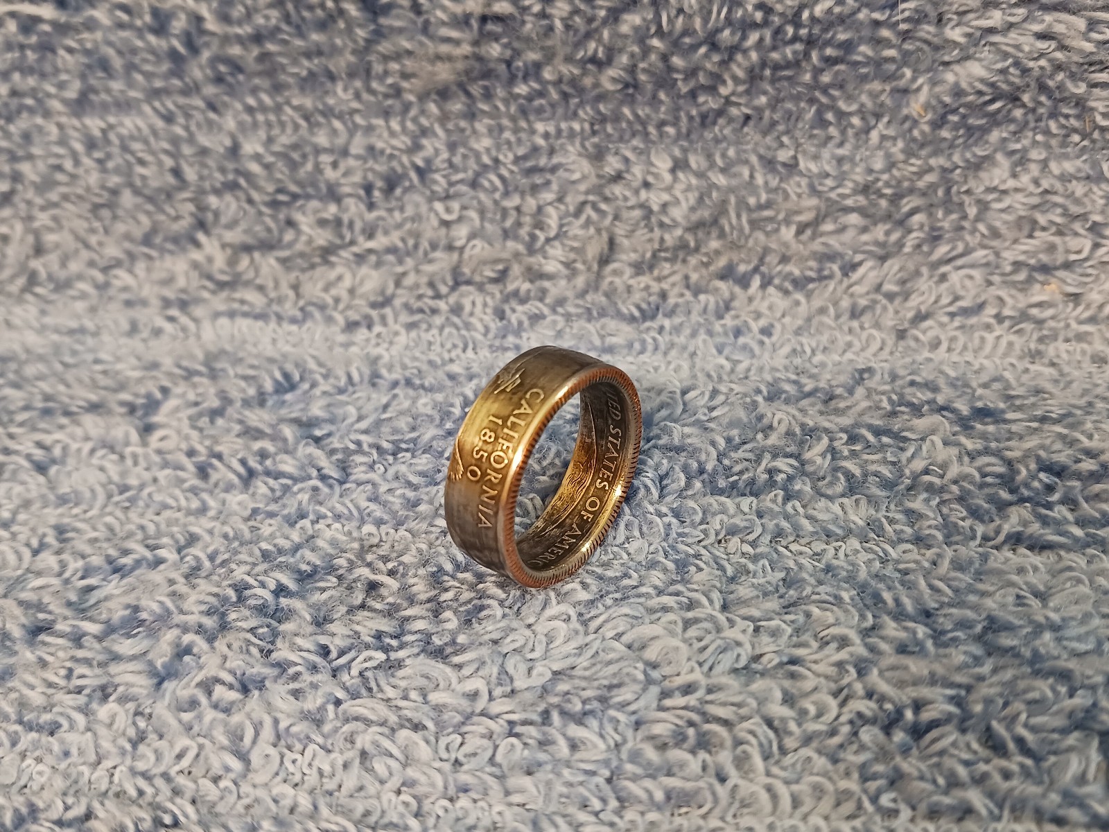 California Handcrafted Washington Quarters coin ring, size 7  -1/2  2005