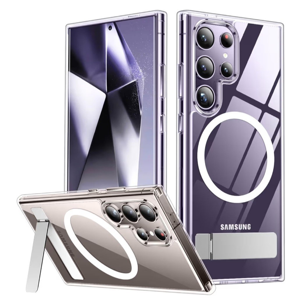 SpiderCase Magnetic Translucent Case + 3 Pack Tempered Glass Screen S24 Ultra