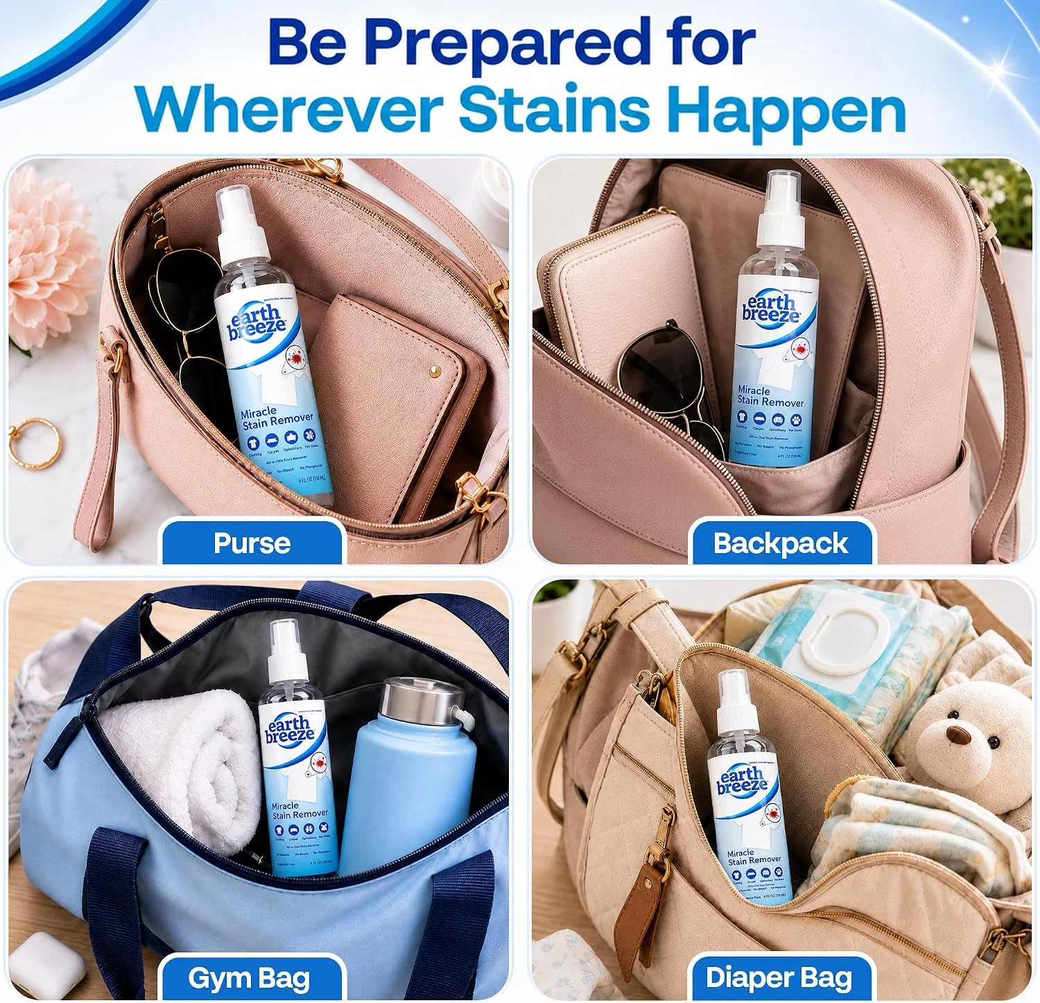 Earth Breeze Miracle Stain Remover Spray - Powerful All-In-One Solution - Remove