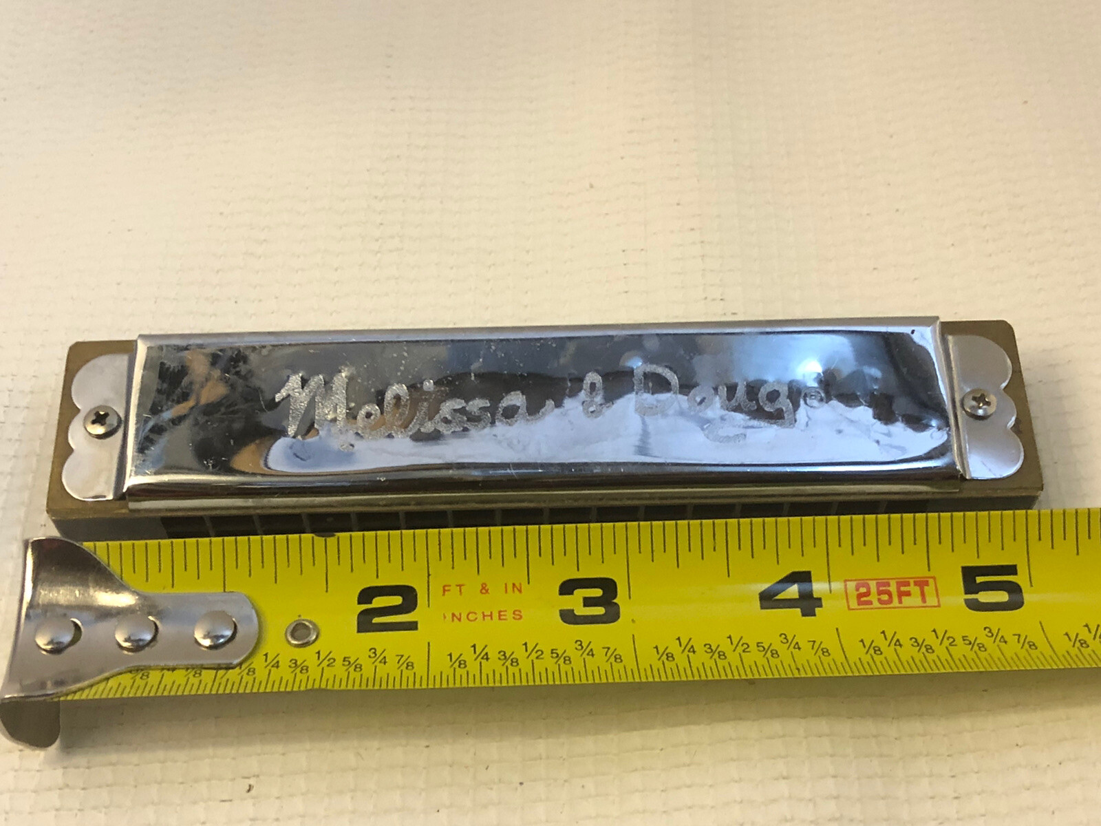 HARMONICA Instrument Music Make Chrome Plastic Brass Stainless MELISSA & DOUG 5”