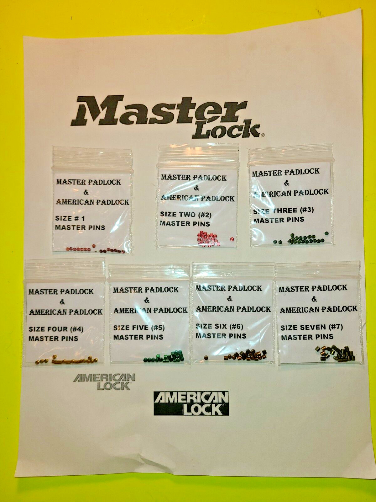 MASTER AMERICAM PADLOCK CYLINER MASTER PIN SET KIT LOCKSMITH REKEY LOCK SPORT