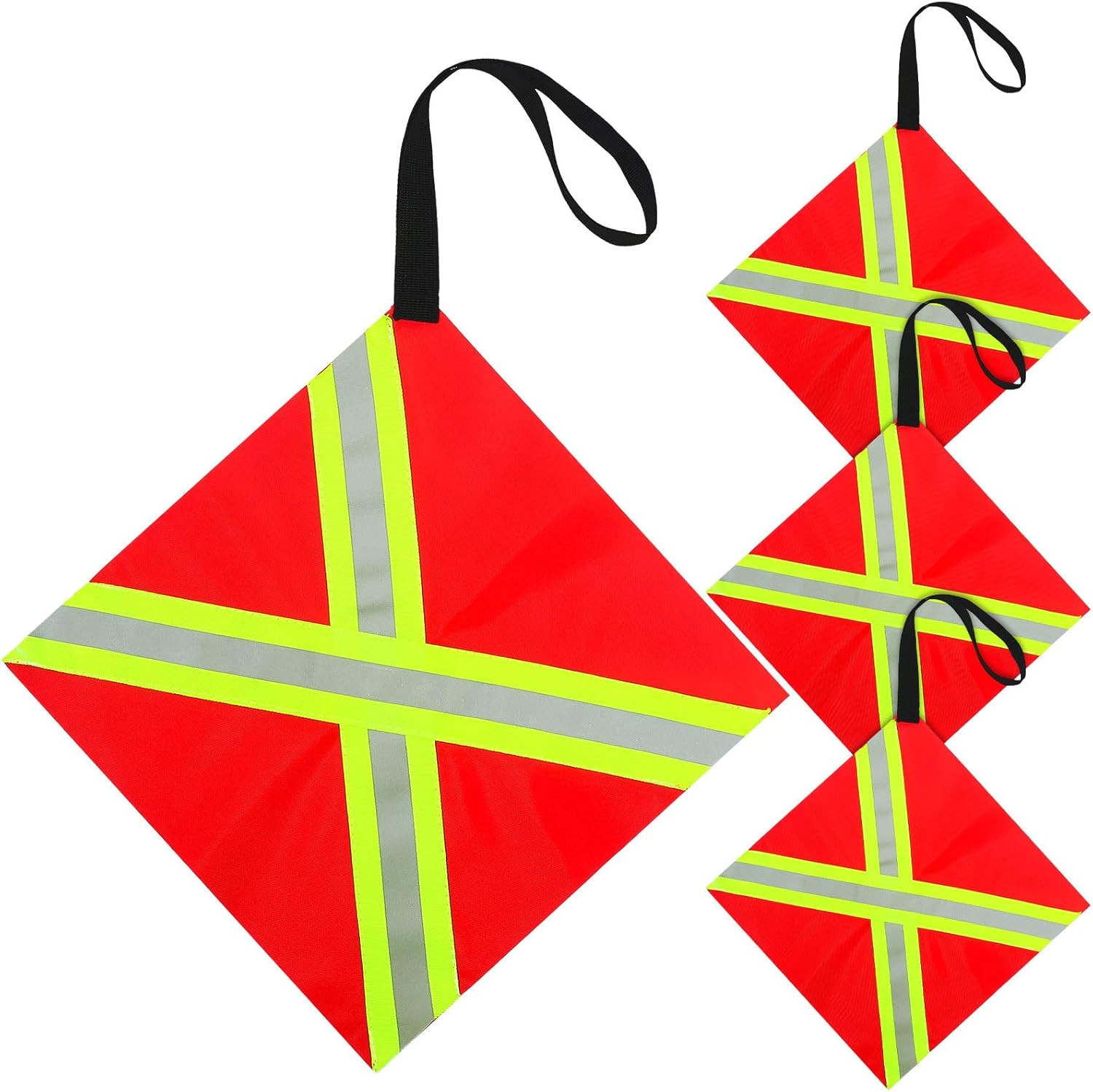 Mindsoft 4 Pcs Safety Red Tow Flag Reflective Warning Kayak Red Flag for Truc...