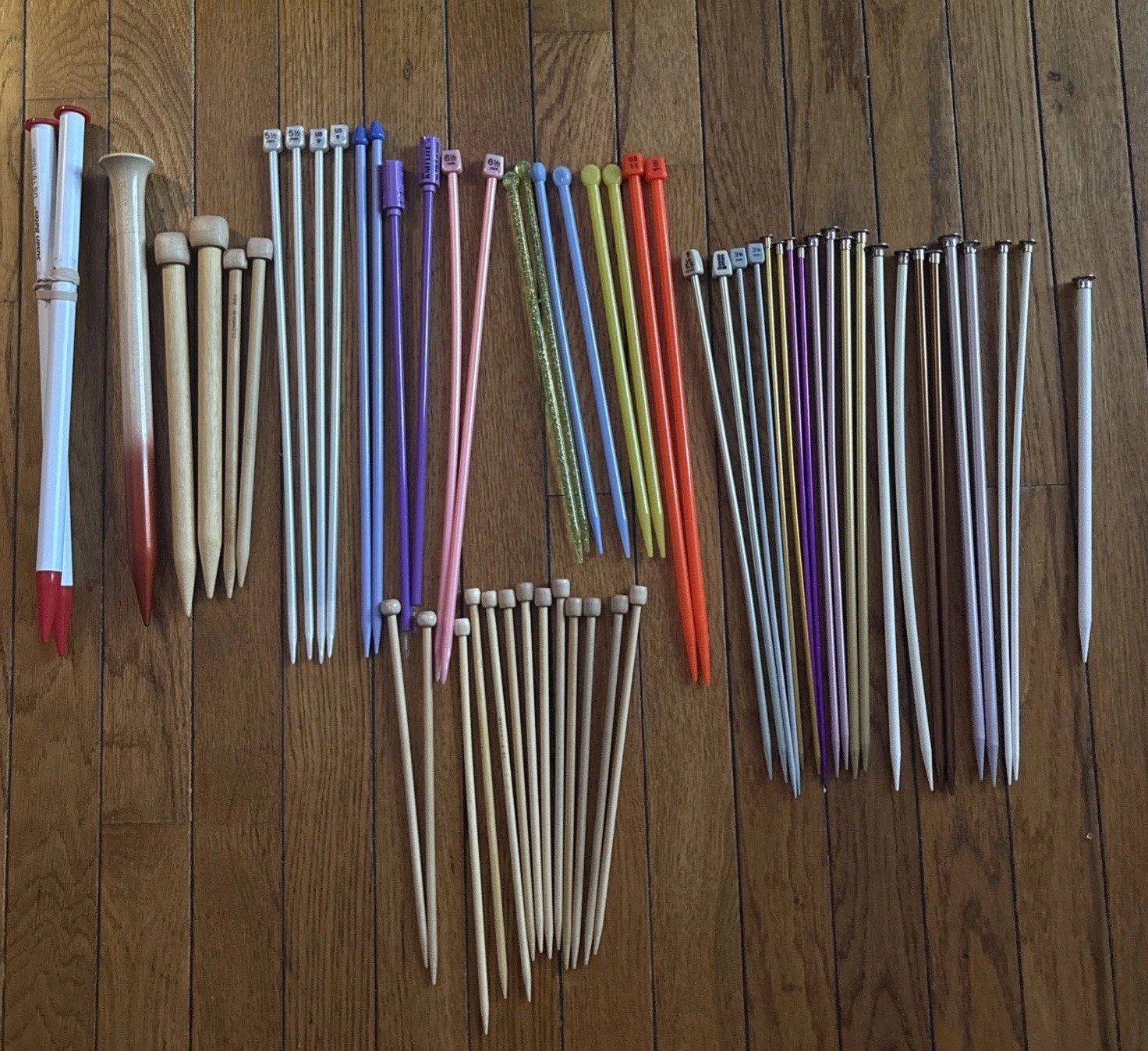 HUGE Knitting Needle Lot of 29 Sets Bamboo Plastic And Aluminum Clover Bates US