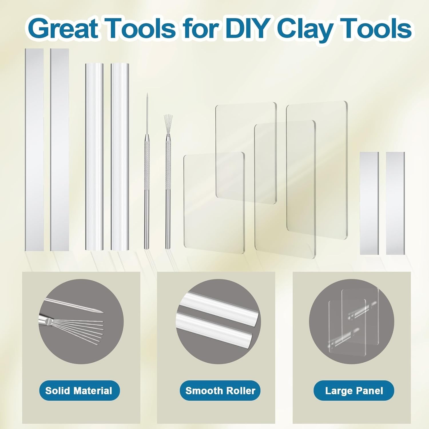 Clay Tools Kit, 12 PCS Polymer Clay Cutter Tools, Rectangle Shape Acrylic Pre...