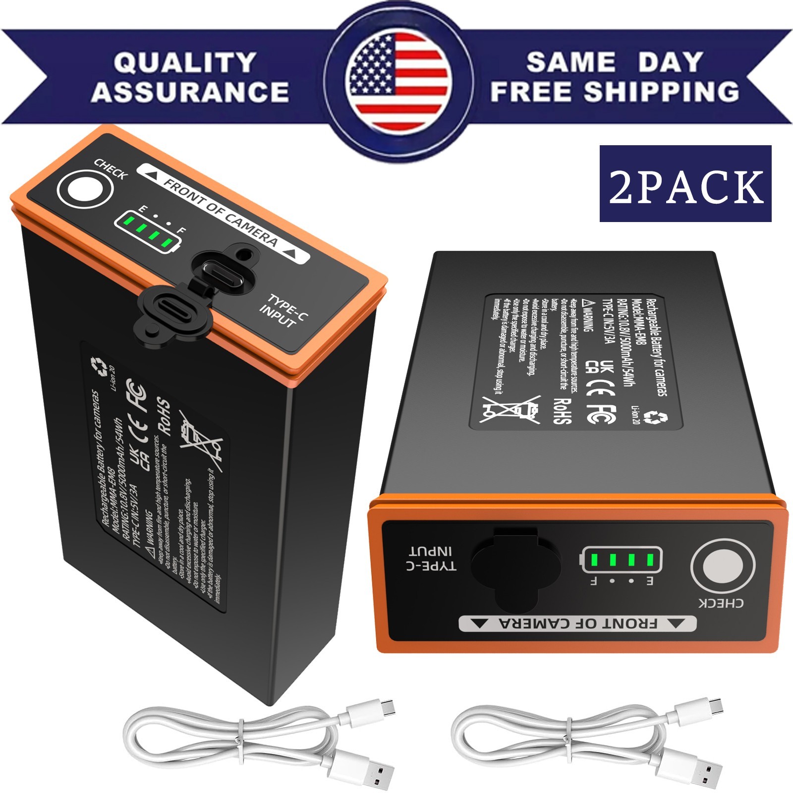 2-Pack New Power Mag MMA-EM8 Rechargeable Battery For Moultrie Edge Edge 2&Pro