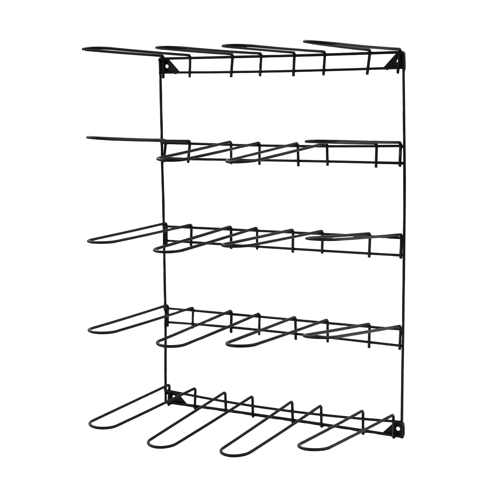 Wall-Mounted Stable Tack & Tool Storage Rack w/ 5-Tier Hook Design(Black)