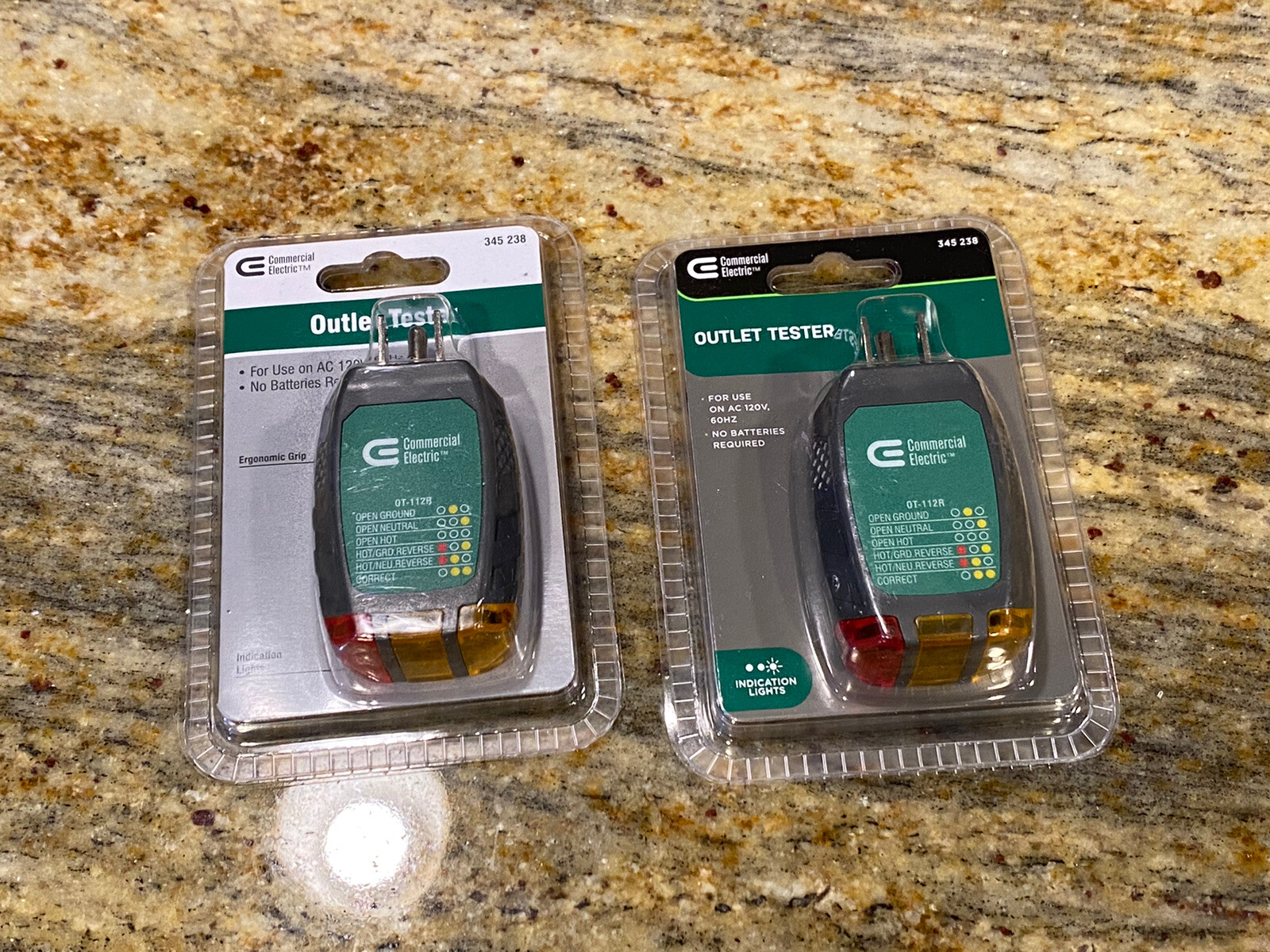 2 LOT BNIB Commercial Electric OT-112R Outlet Tester Wiring Receptacle Detector