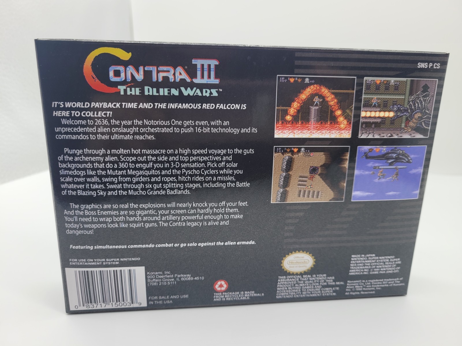 Contra III 3: The Alien Wars Box Only Super (SNES) REPLACEMENT BOX + INSERTS
