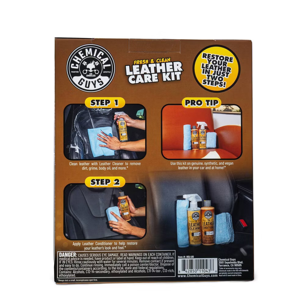 Chemical Guys Kit (4 Piece) Leather Kit: Automotive Leather Cleaner