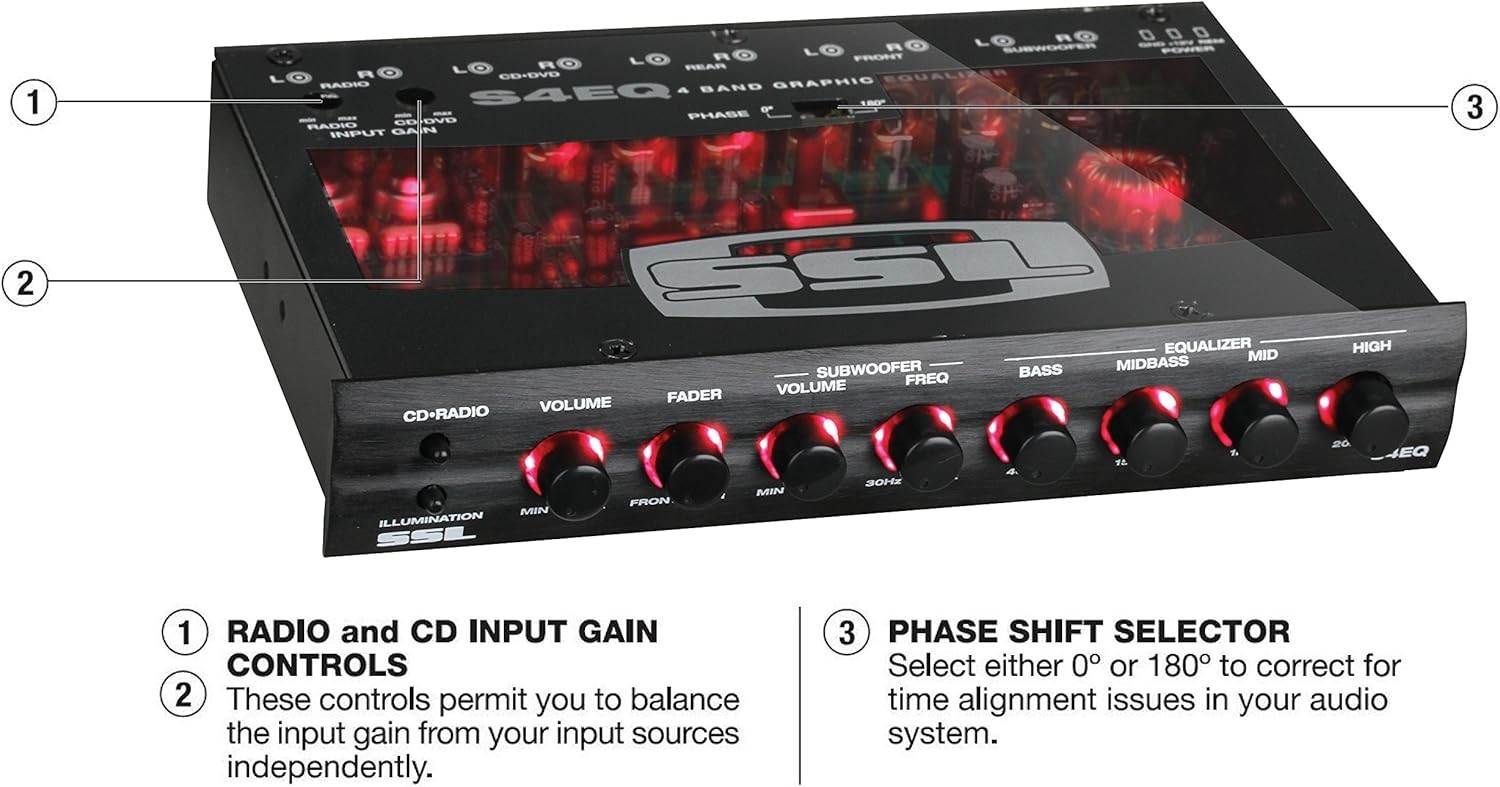 Compact 4 Band Pre-Amp Equalizer with Advanced Controls for Upgraded Car Audio