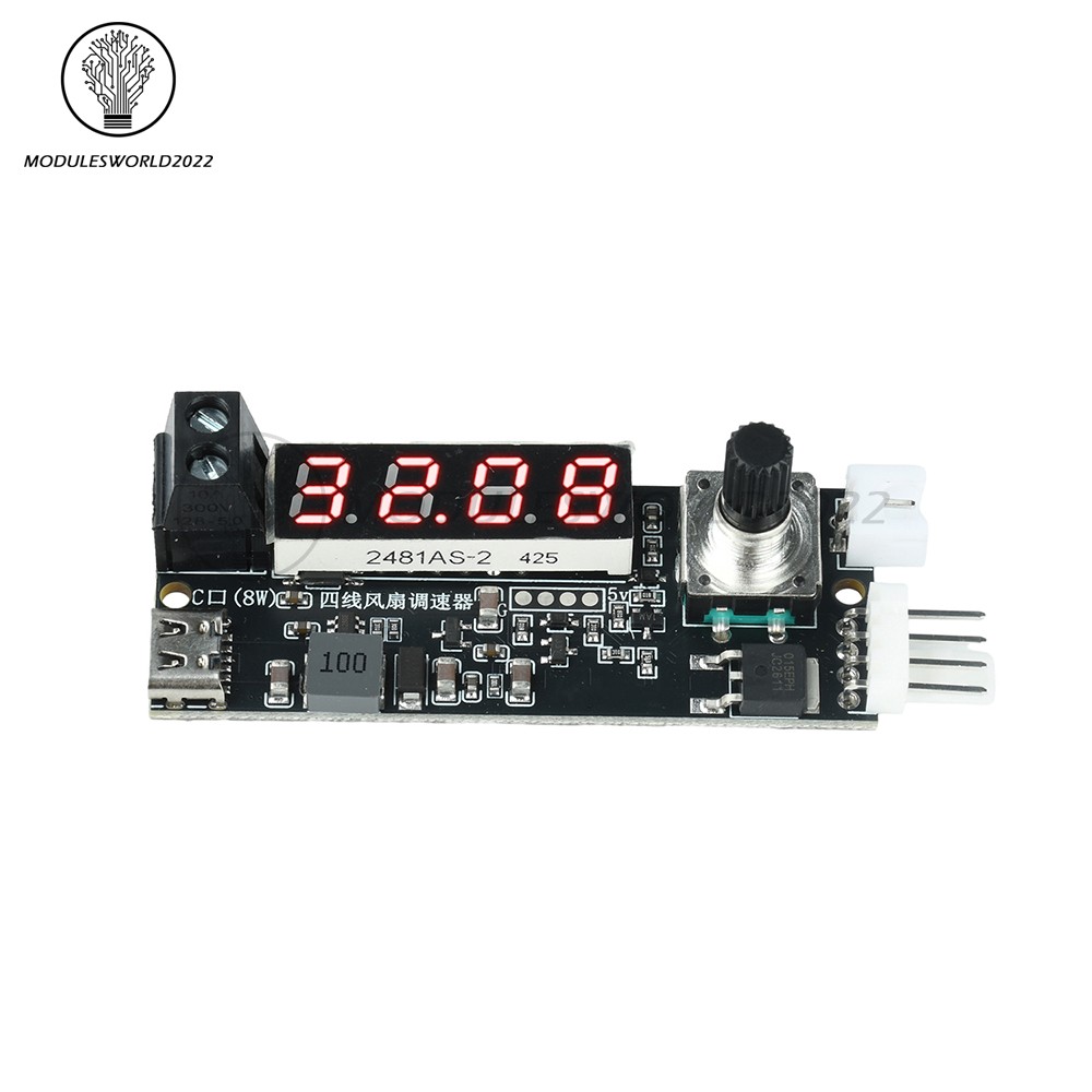 5V 12V 5A 4-Wire PWM Fan Speed Control Module Smart Temperature Control +Display