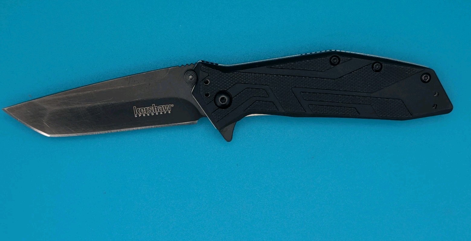 Kershaw 1990 Tactical Black Brawler 3.25" Tanto Folding Pocket Knife!