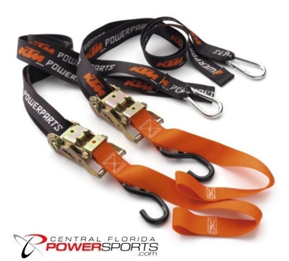 NEW KTM Soft Tie Down Straps w/ Rachet Orange/Black 1.5" wide Tiedowns U6910048