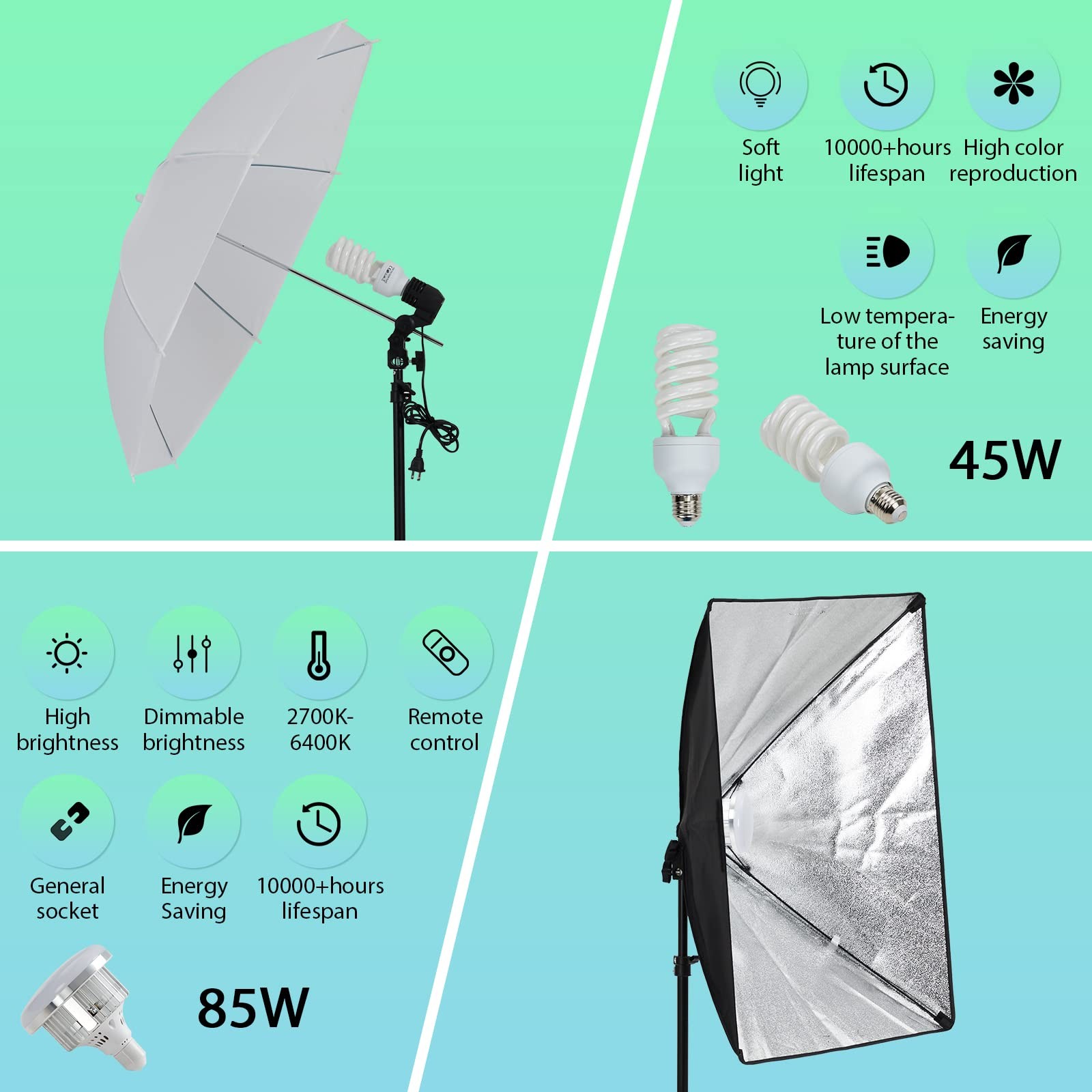 Photo Studio Photography Continuous Lighting Kit Non-woven fabrics Backdrop Kits