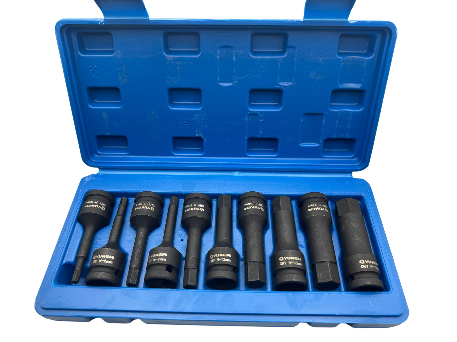1/2'' Drive Allen / Hex Key Bit Impact Socket Set H5 - H19 Metric Deep w/ Case