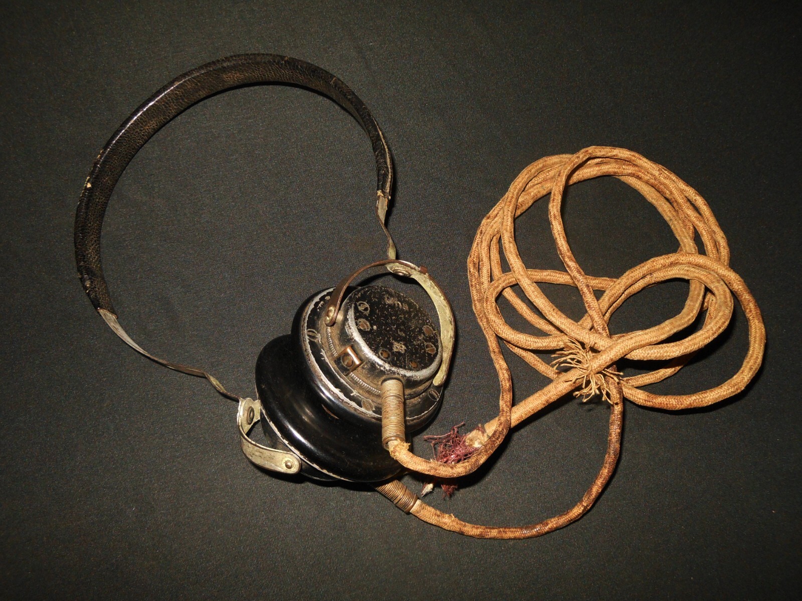 WW2 German Luftwaffe Dfh.a Wehrmacht Kopfhörer - RADIO HEADSET EARPHONES - NICE!