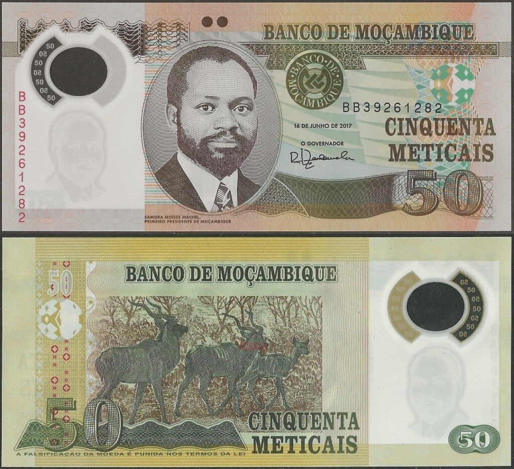 Mozambique P150b B235b 50 Meticais 2017 UNC BB Prefix @ EBS