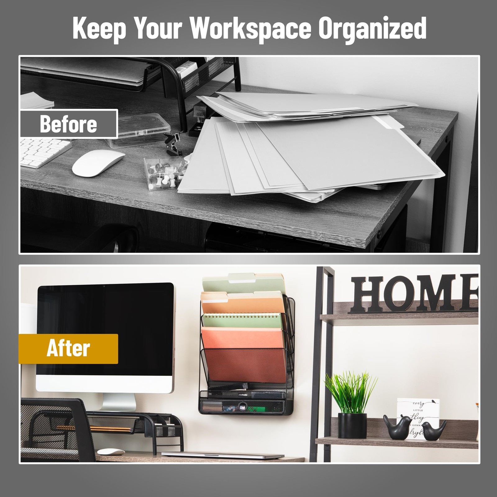 Mind Reader 4-Tier Vertical File Storage Desktop Organizer Wall Mount Office