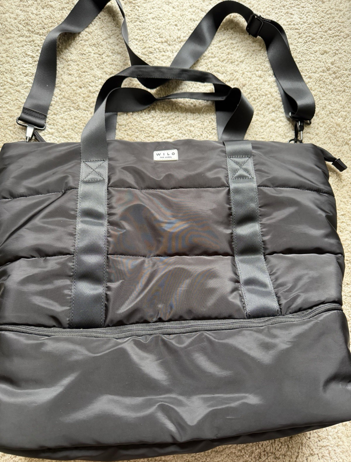 WILD THE LABEL Black Nylon Duffle Bag 19"-22" Unisex Adjustable Shoulder Strap