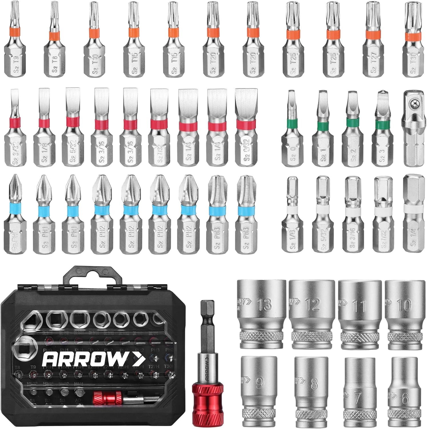 ARROW 48-Piece 1/4" Screwdriver Bit&Socket Set/59-Piece 1/4" Screwdriver Bit Set