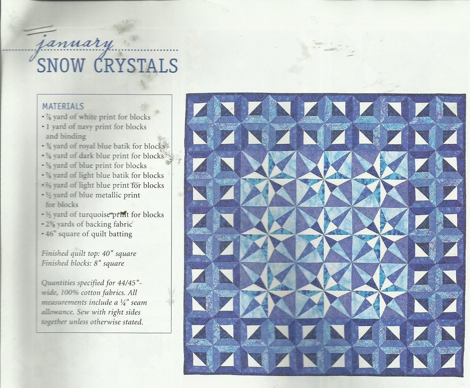 E0075 SNOW CRYSTALS  QUILT PATTERN/INSTRUCTIONS