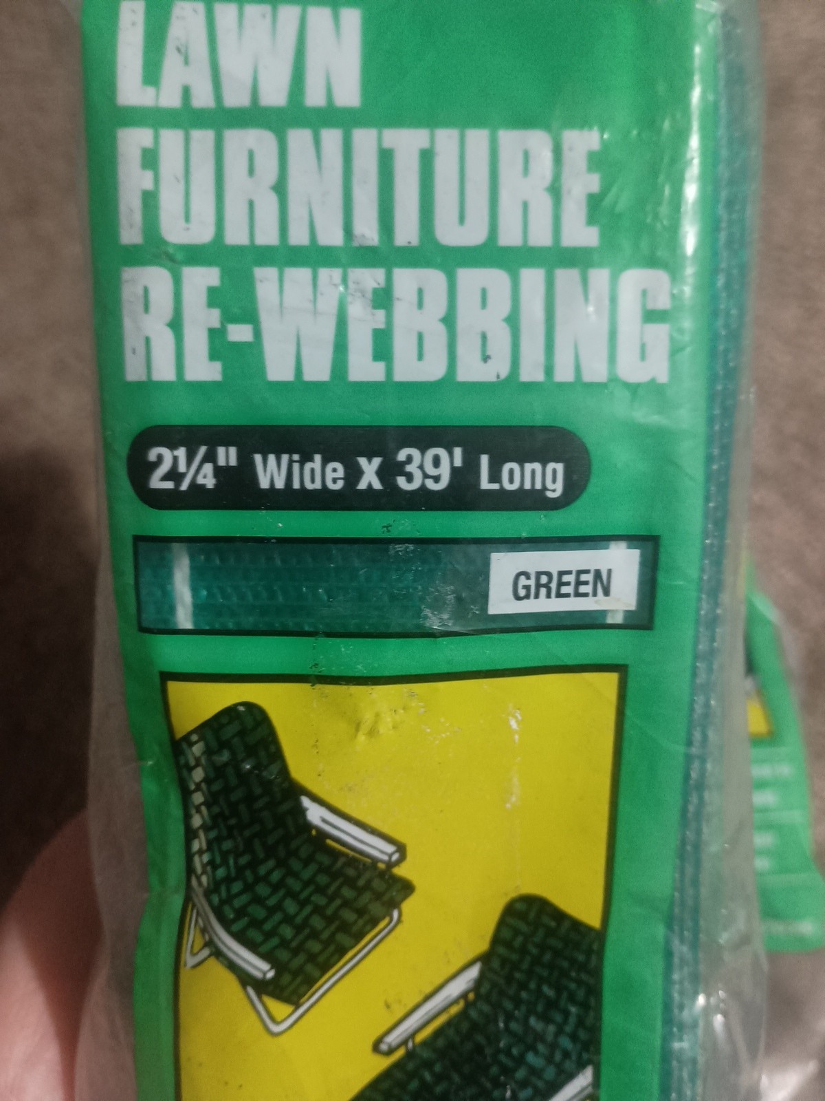 Lot of 2 Frost King Lawn Chair Webbing Green 39’ L x 2.25" W PW39G New
