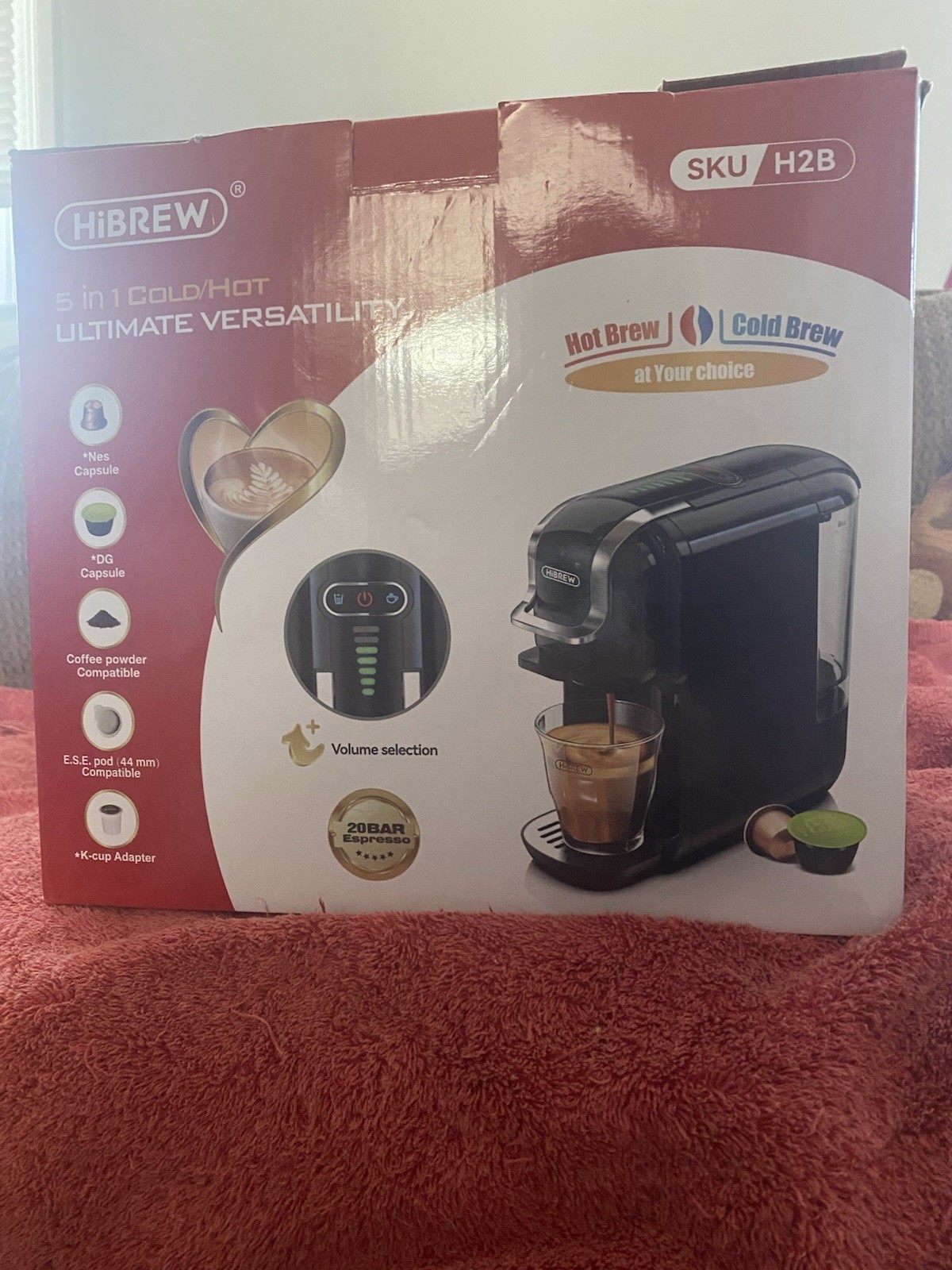 HiBREW H2B 5-in-1 Capsule Coffee Machine Black 20 Bar 1450W 600ml