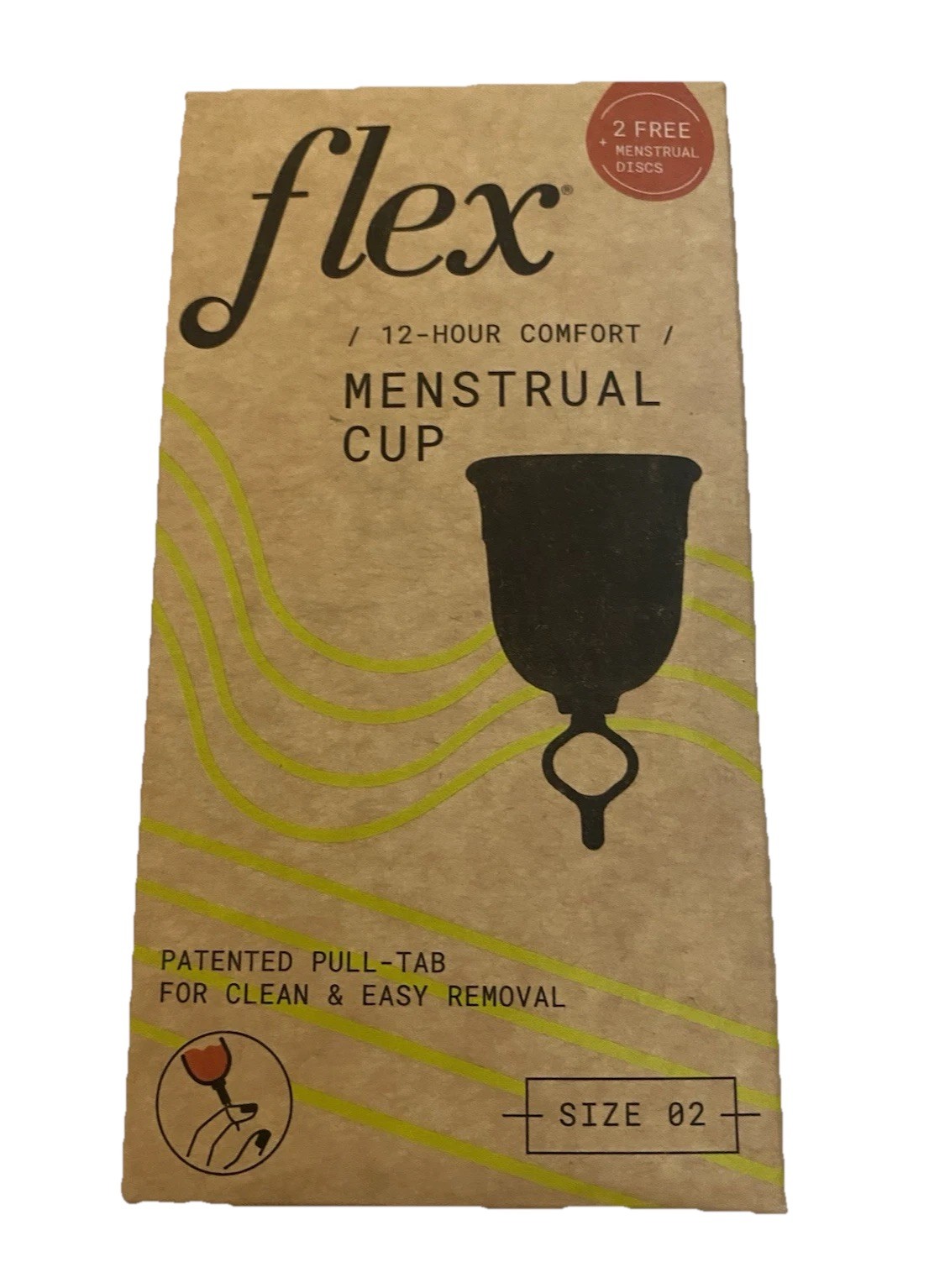 Flex Comfort Menstrual Cup Size 02 (larger size) plus 2 discs NEW