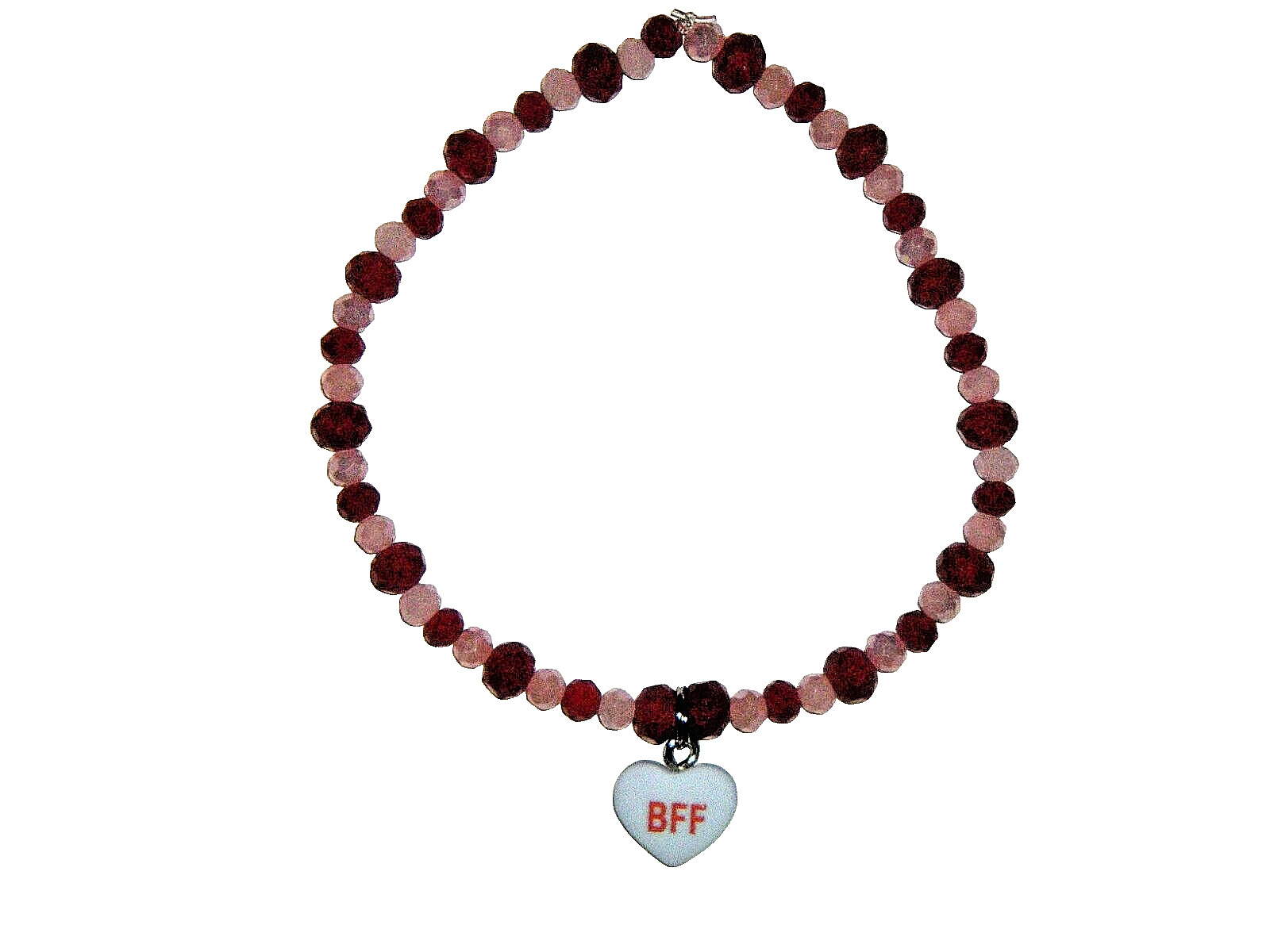 CONVERSATION HEART "BFF" CHARM BRACELET (8"):  HAND-MADE JEWELRY BY T.L.C.