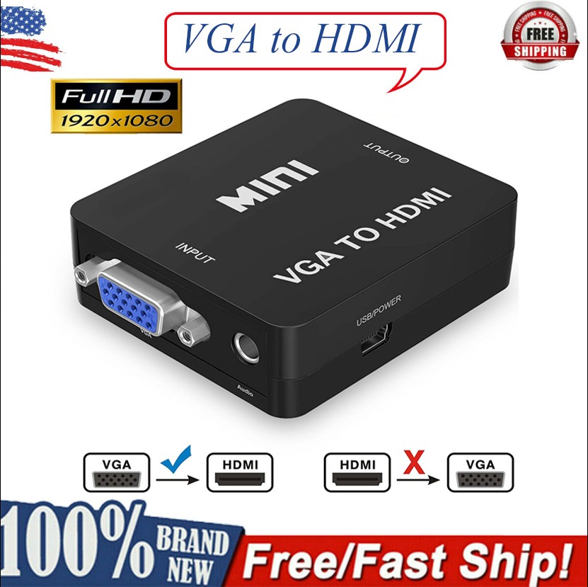 Full HD 1080P VGA to HDMI Video Audio Converter Adapter for HDTV PC Laptop DVD