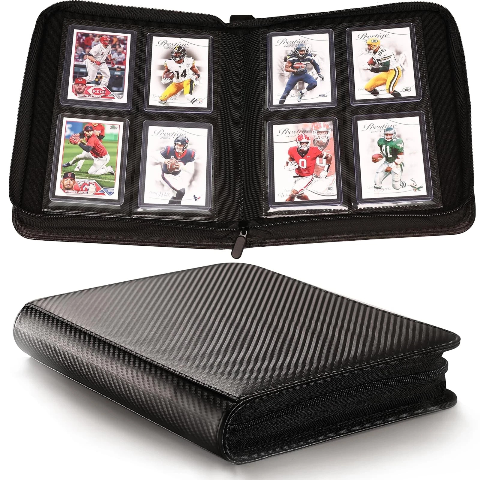 op Loader Binder - Holds 128 Cards in Toploaders for 3" X 4" Portable Card Bind