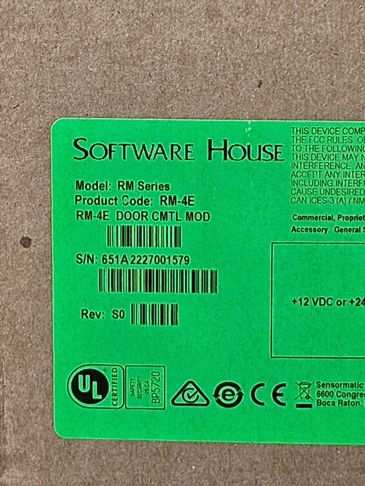 Software House RM-4E - RM-4E Door CMTL MOD