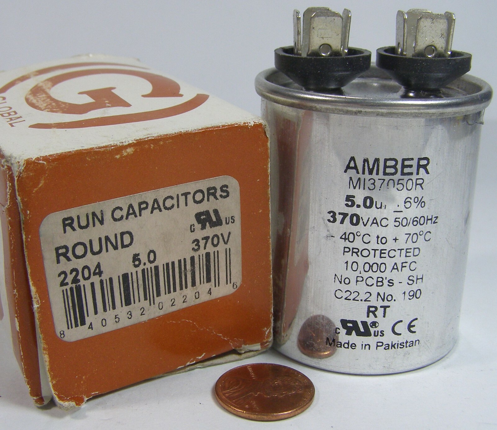 Global Motor Run Capacitor Round 2204 5.0 370V