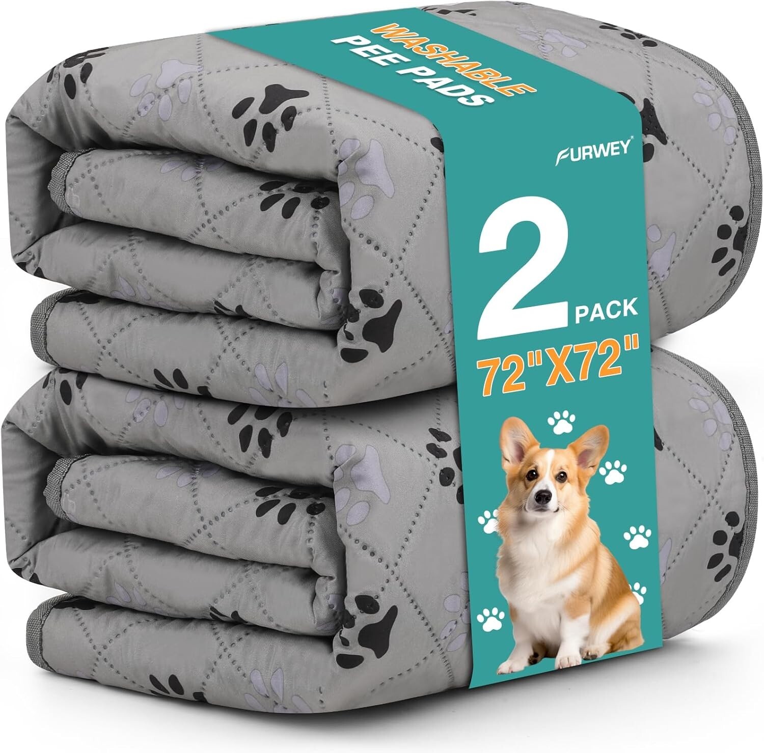 2 Pack Extra Large 72"X72" Pee Pads for Dogs,Super Absorbent,Non-Slip,Waterproof