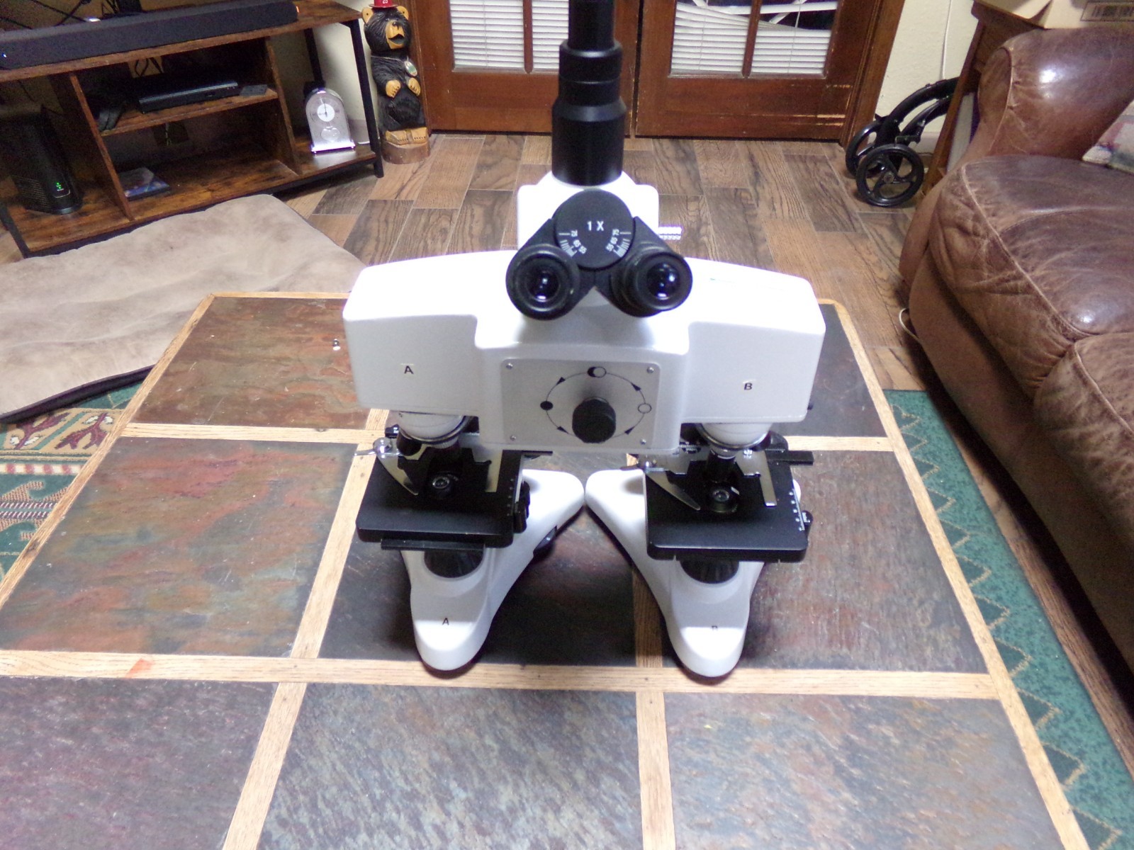 Brunel SP550 Comparison Microscope  4 Objectives 4/10/40/100x  Trinocular Head