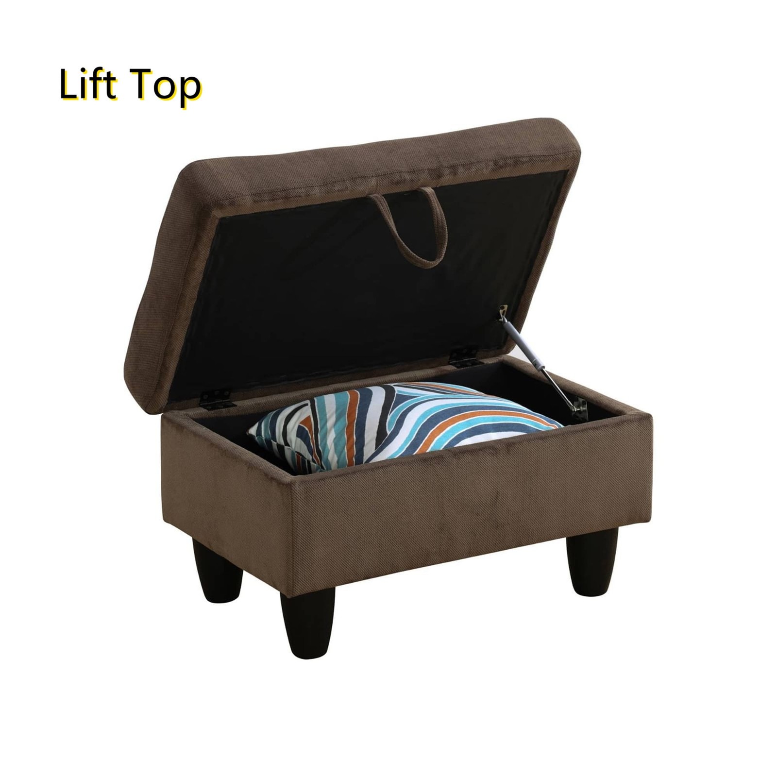 29" Storage Ottoman Bench W/ Lift Top Home Office Flannel Brown