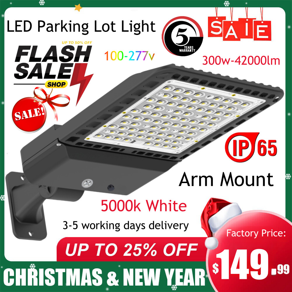 LED Parking Lot Shoebox Pole Light Fixture 300Watt Street Area Flood Lights