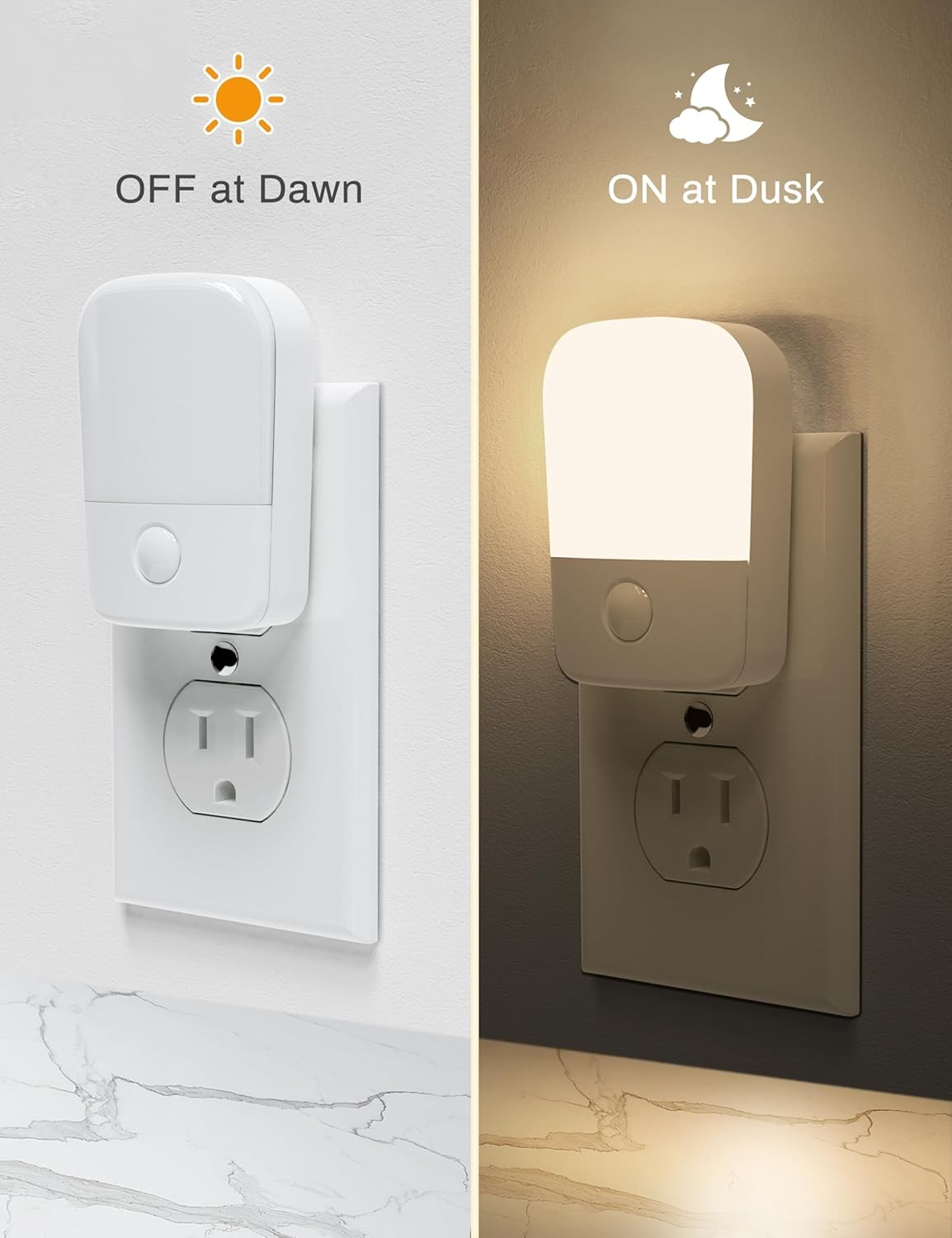 Night Lights Plug into Wall[2 Pack], Light with Dusk 2 Pack, Soft White