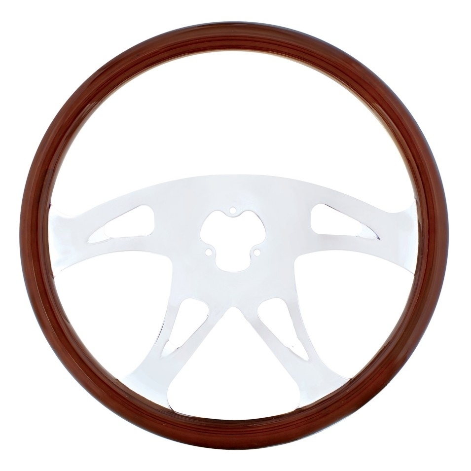 18” Real Wood Steering Wheel Rim "Bossy" with 4 Chrome Spokes