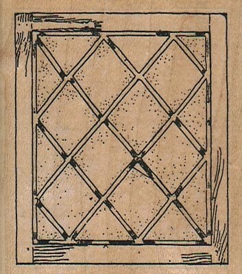 Leaded Glass Window 2 1/2 x 2 3/4" Rubber Stamp, Mixed Media, Window Stamp